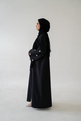 Daisy detail Black Abaya