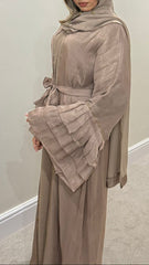 baya HIBA – Shimmer Abaya Set with Hijab and Belt in Black / Grey / Nude Color