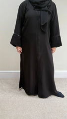Black Abaya with Diamanté Border Sleeves – 2-Piece Set