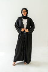 Elegant Lace Abaya 3-Piece Set with Inner & Hijab