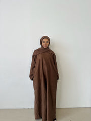 Suede 3 Piece Winter Abaya