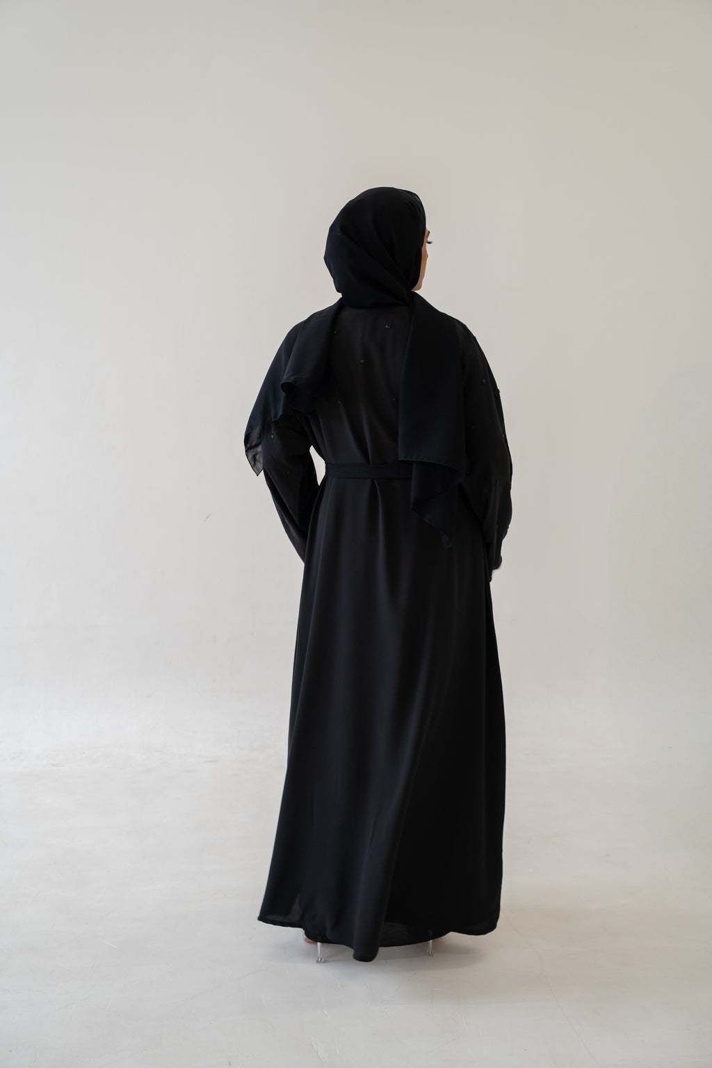 Close‑up of Luxury Nida Abaya Set fabric and design