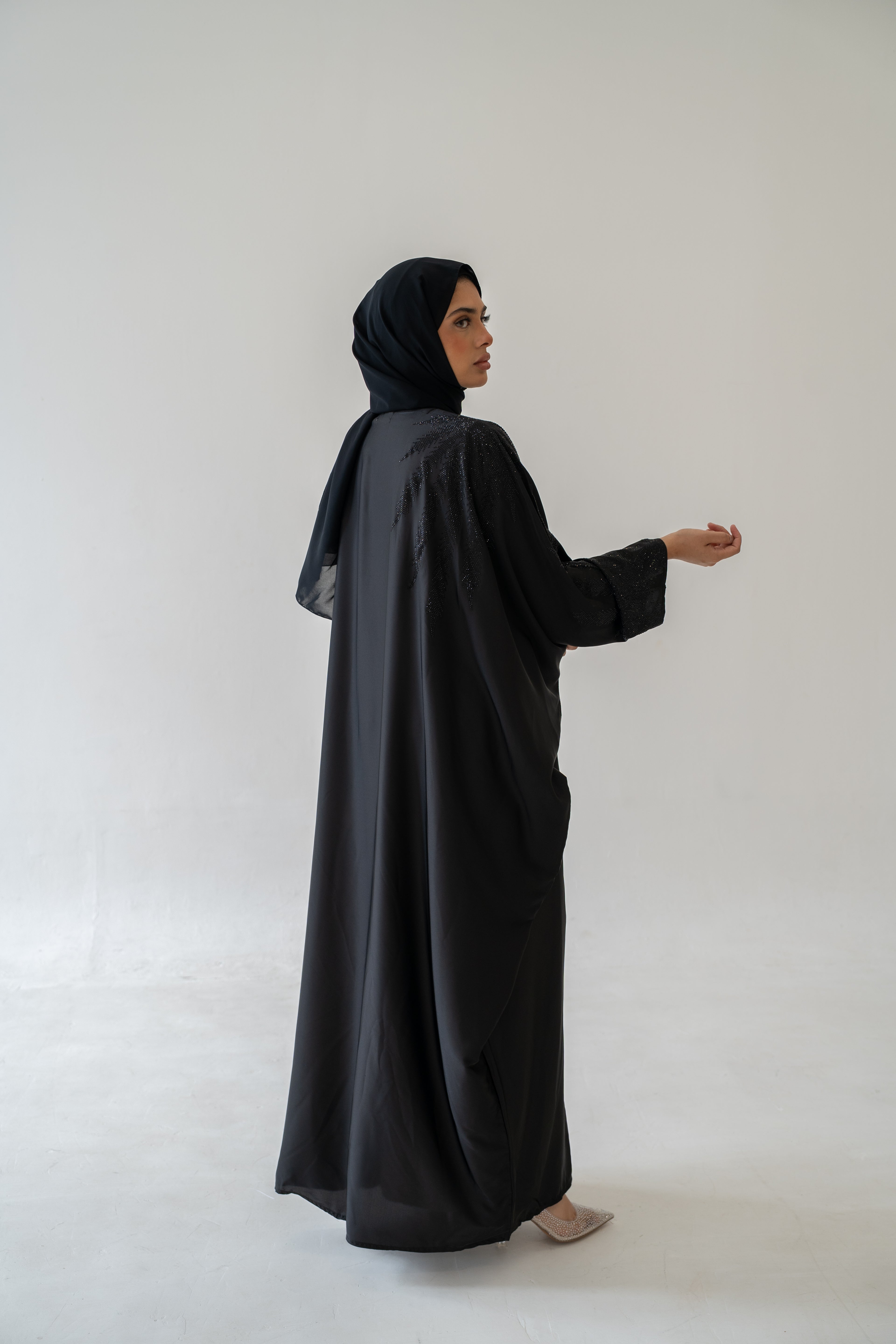Abaya Noor Silk Embellished Diamante Hijab classic colors range