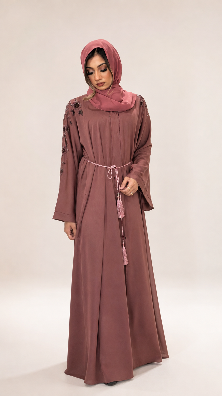 Embroidered Crinkle Abaya with Hijab | Modest Fashion UK