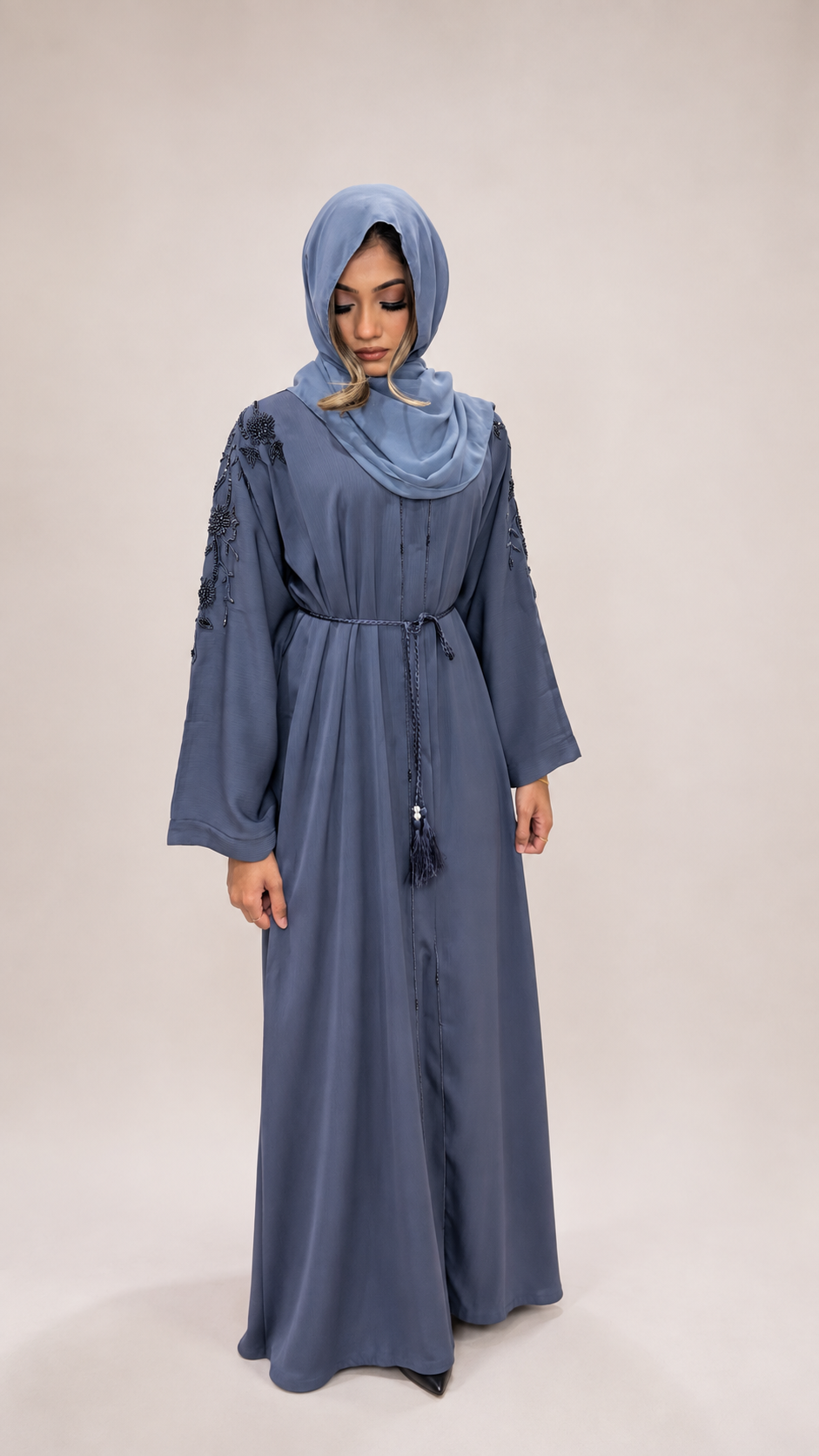 Embroidered Crinkle Abaya with Hijab | Modest Fashion UK
