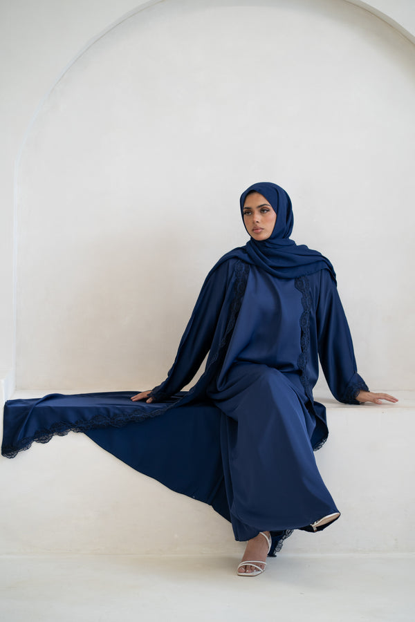 Elegant Lace Abaya Set – 3‑Piece Modest Outfit with Inner Hijab