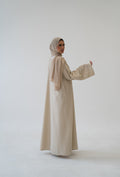 Linen Blend Button Abaya button‑down outerwear