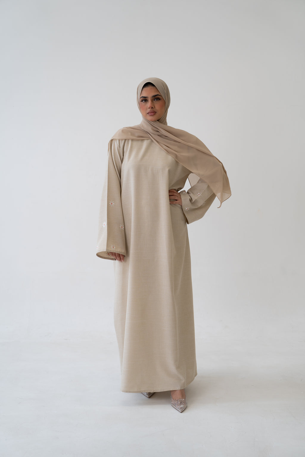 Linen Blend Closed Abaya modest silhouette