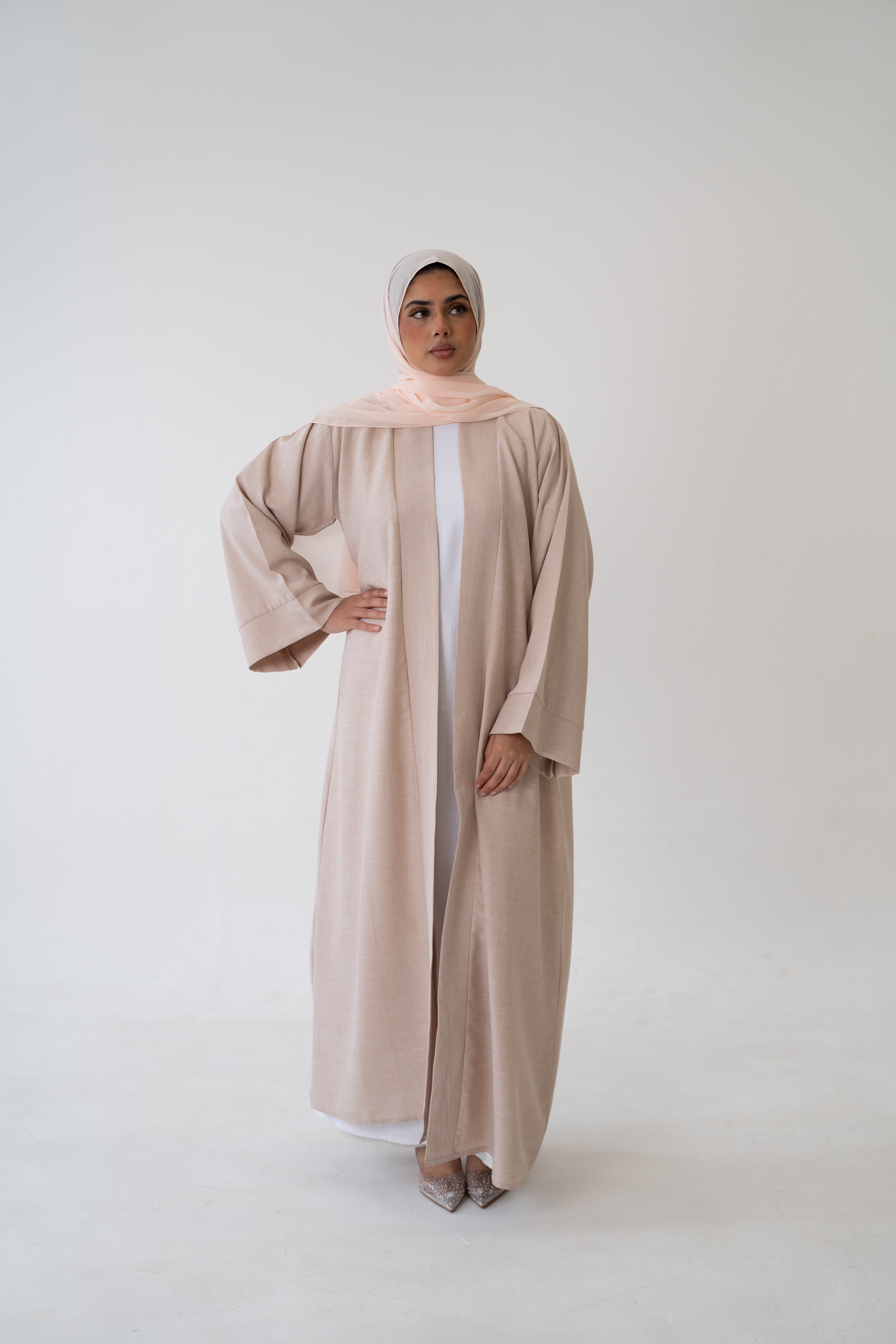 3 Piece Linen Abaya Full Set