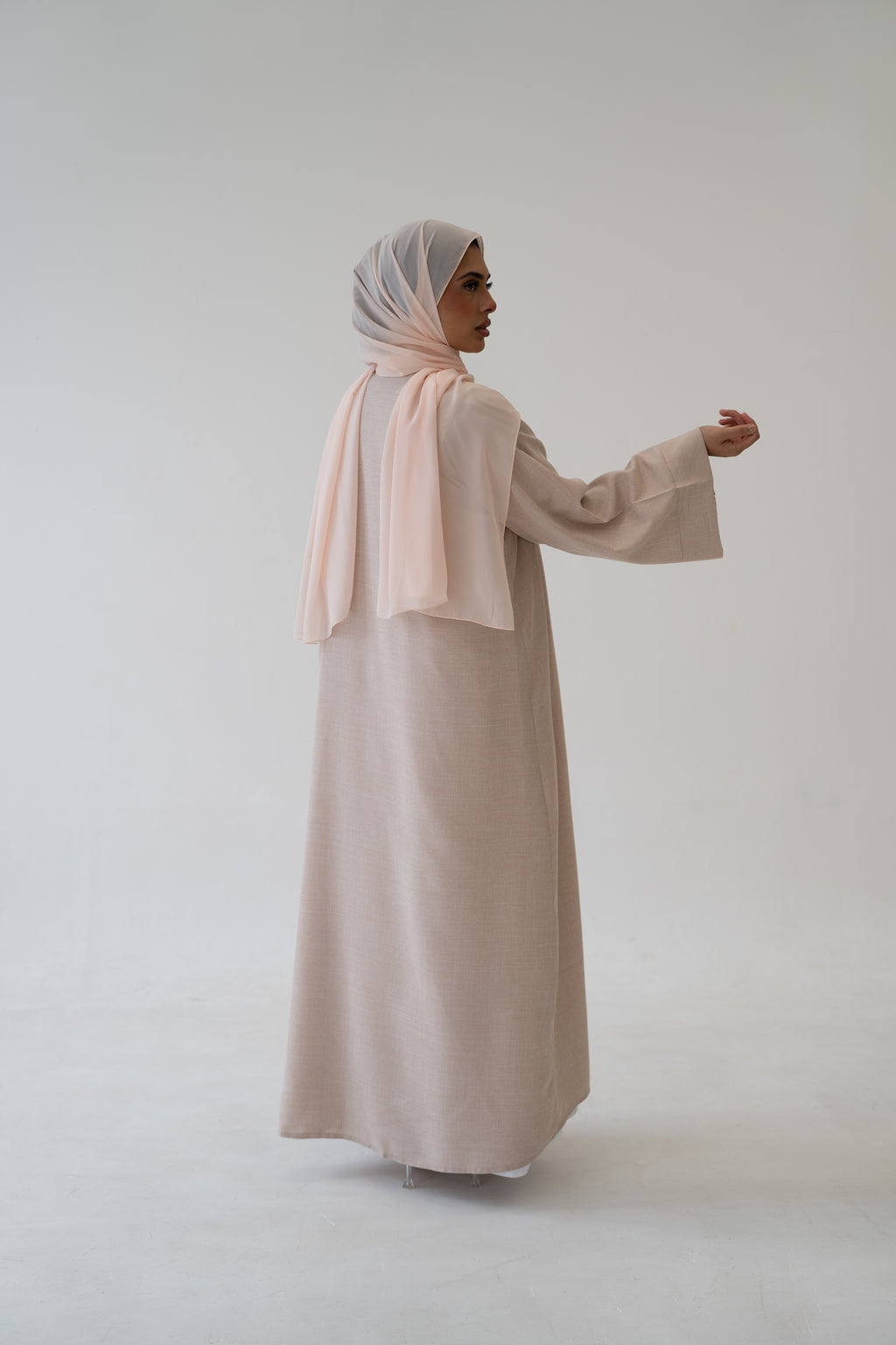 Matching hijab from 3 Piece Linen Abaya Set