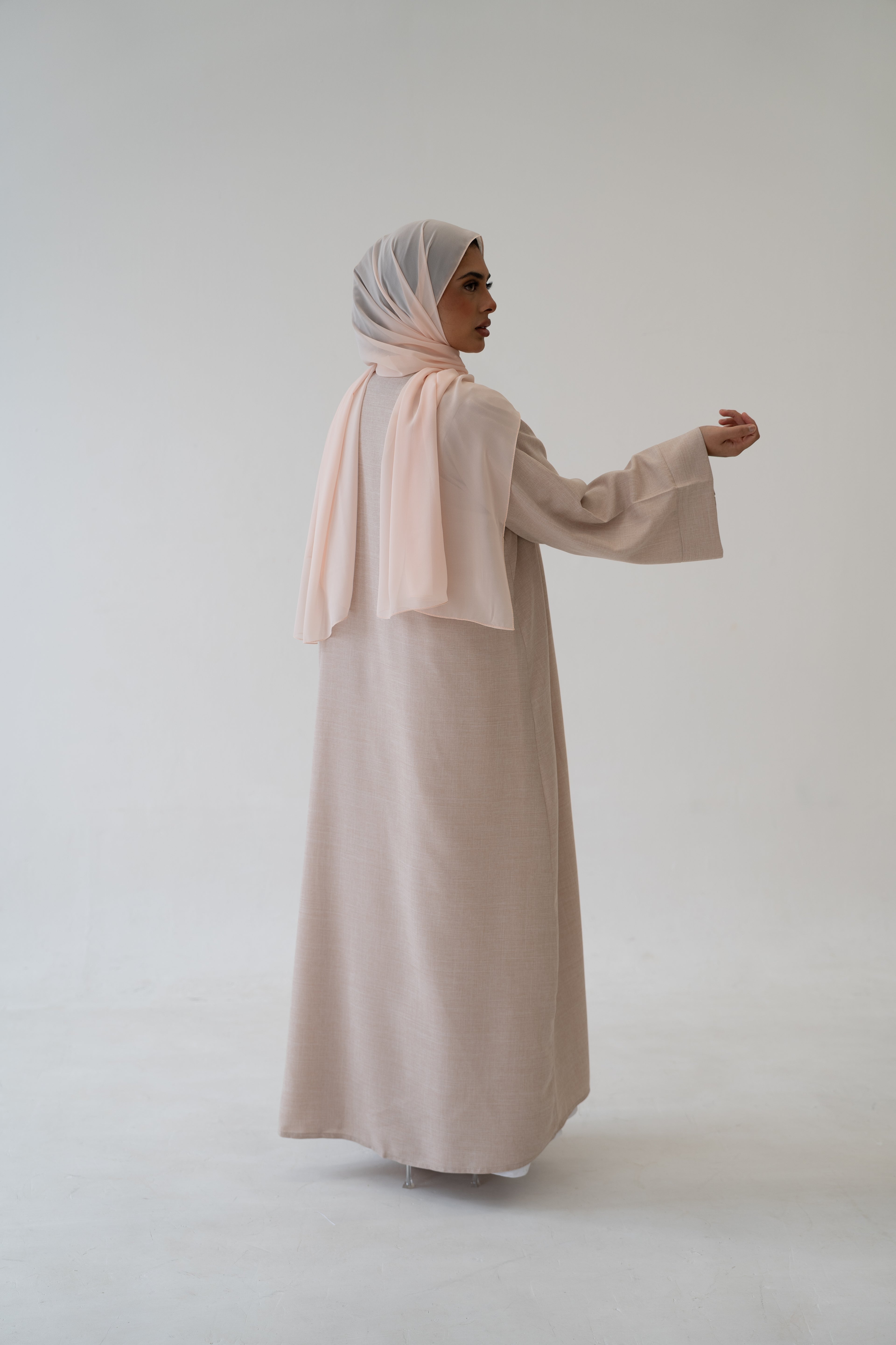 Matching hijab from 3 Piece Linen Abaya Set