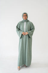 3 Piece Linen Abaya Full Set