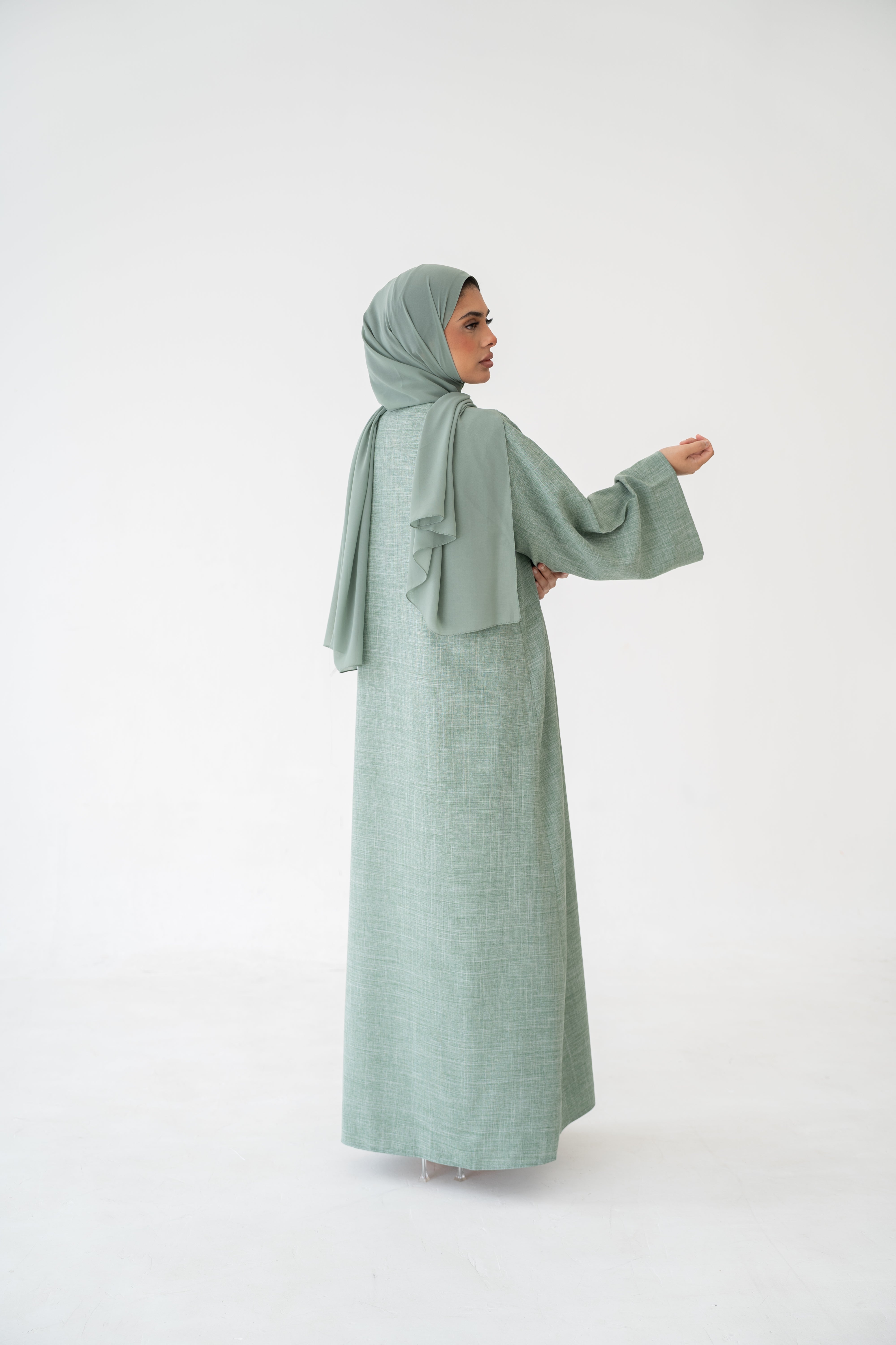 3 Piece Linen Abaya Full Set