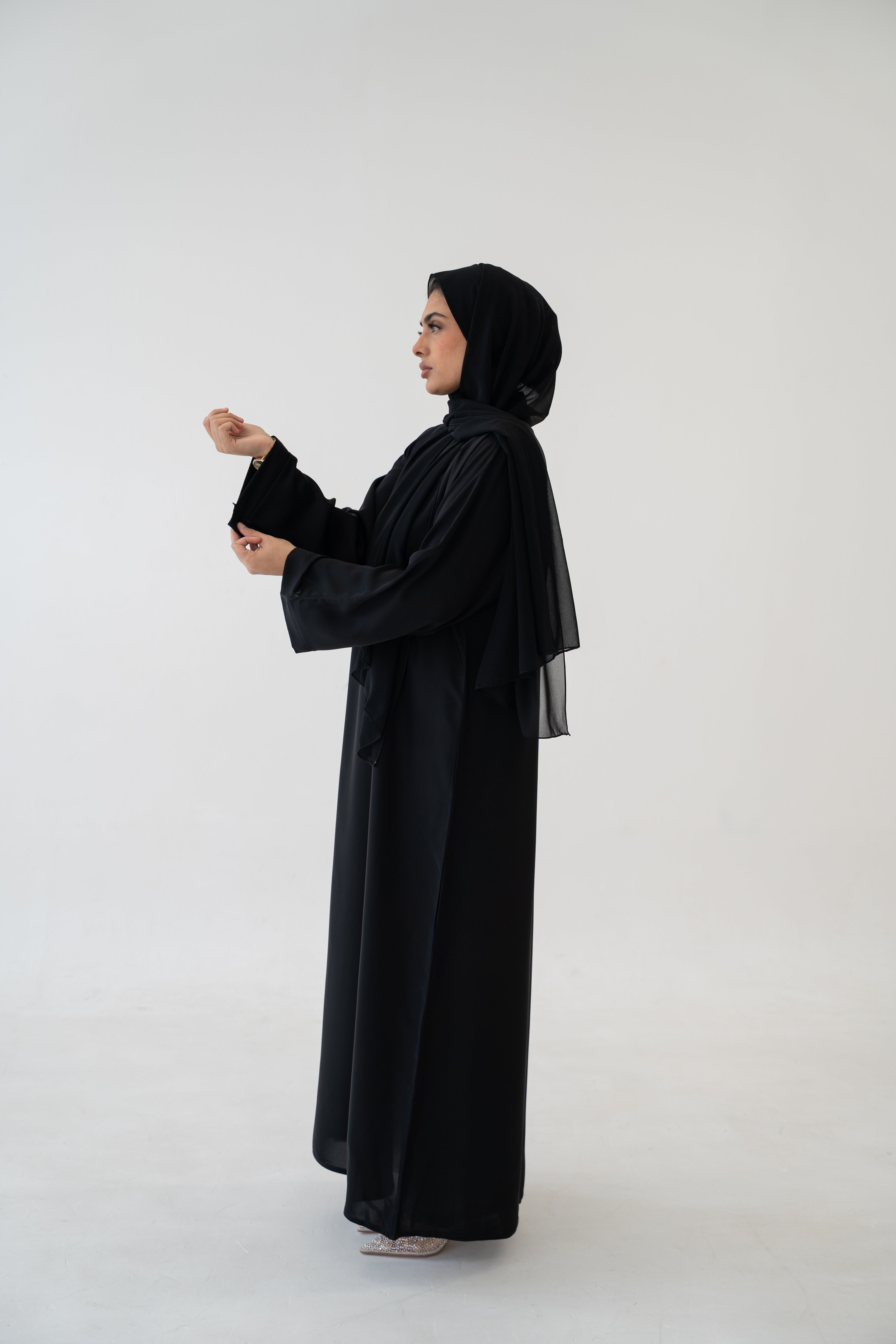 Plain Black Abaya Premium Nida Fabric modest silhouette