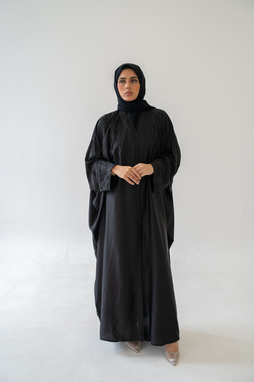Abaya Noor Silk Embellished Diamante Hijab full set on model