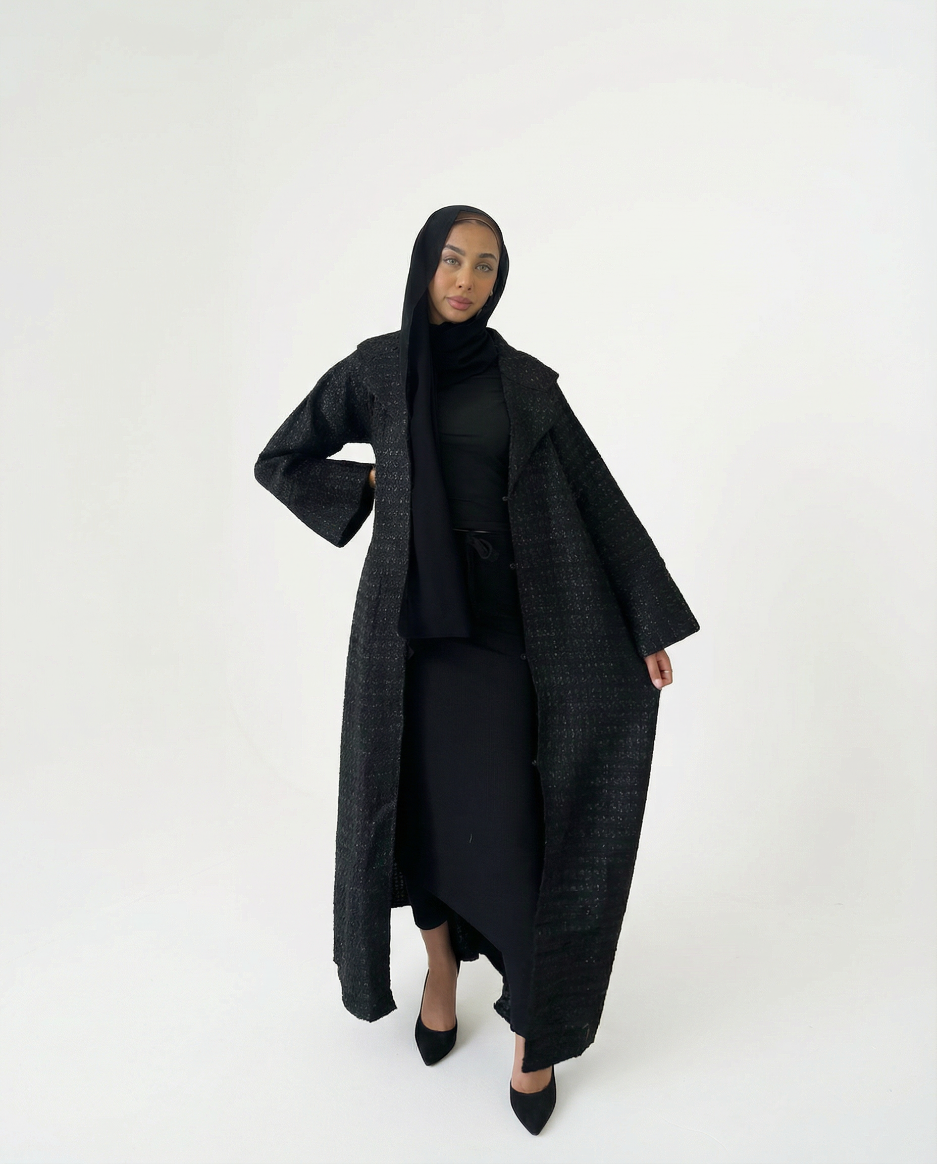 Abaya Winter Coat thick chequered winter outerwear