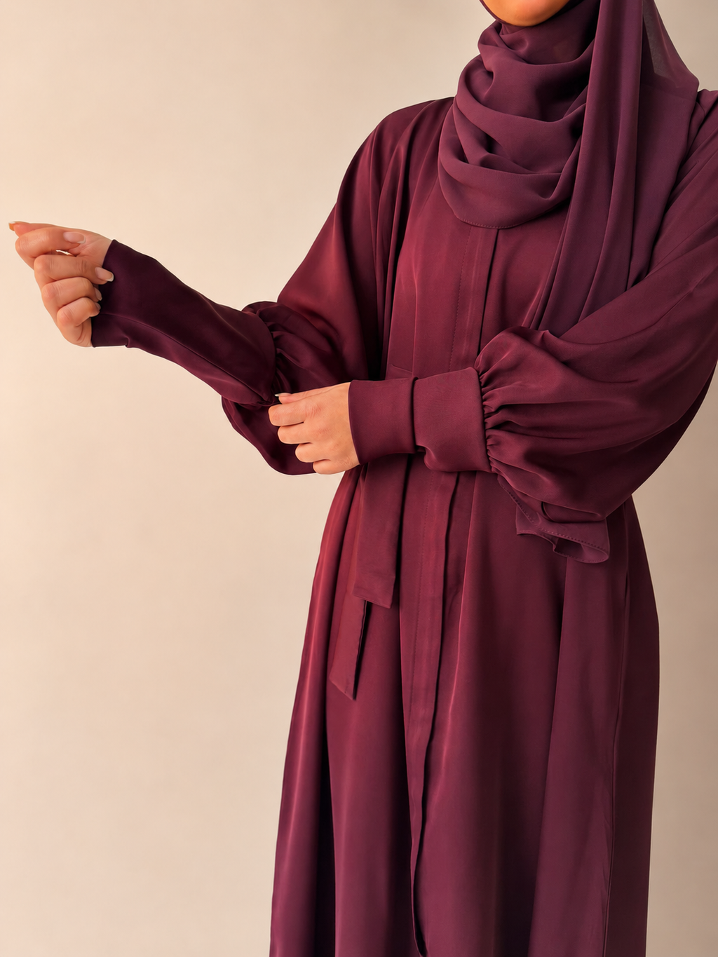 Full Zip Cuffed Sleeve Nursing Friendly Nida Material Abaya