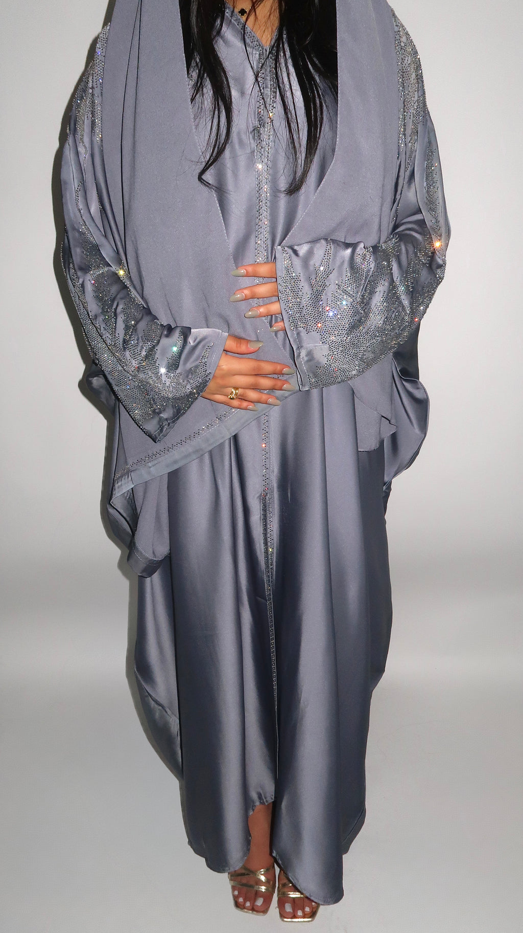Abaya Noor Silk Embellished Diamante Hijab – Elegant Modest Wear
