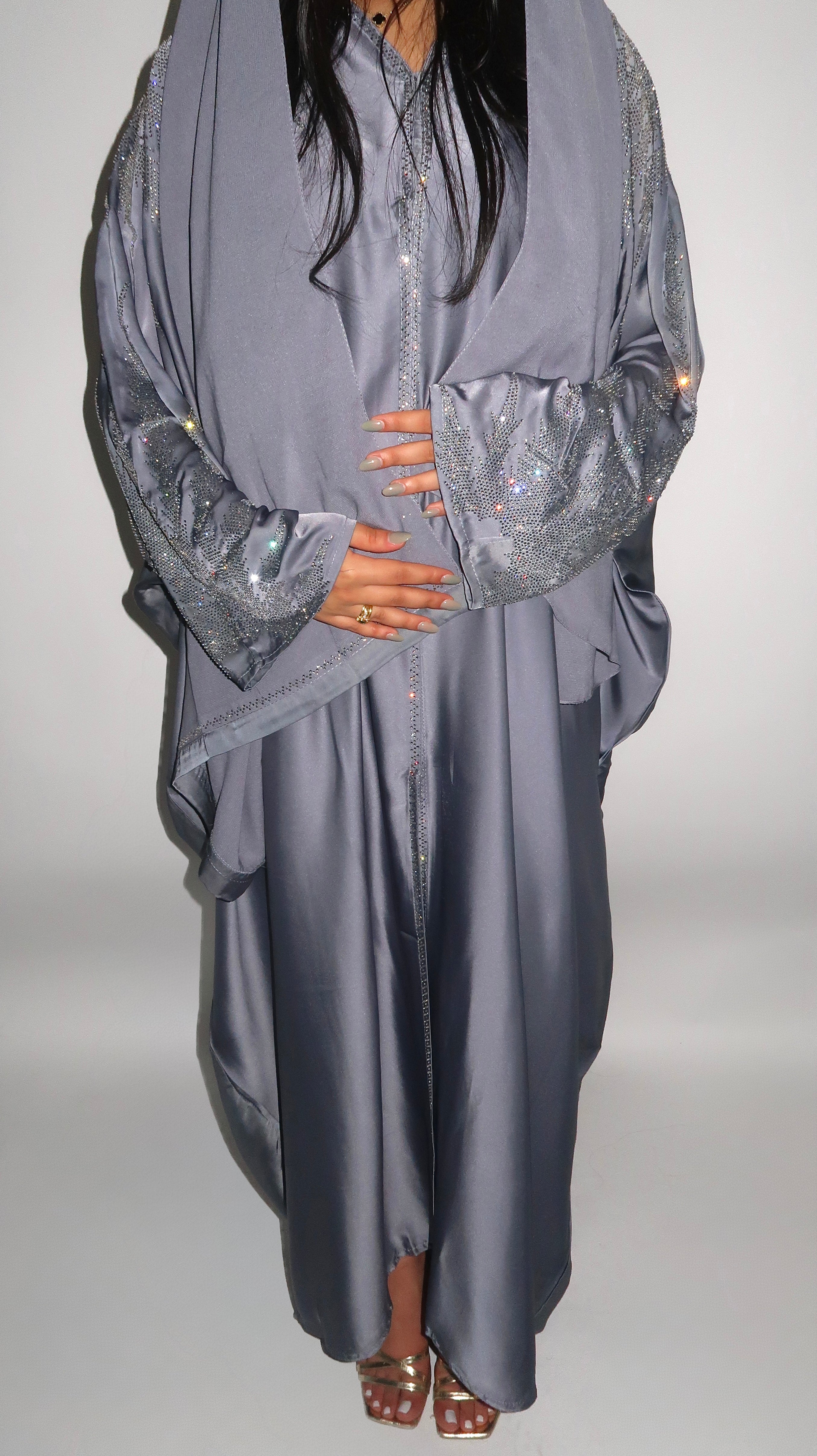 Abaya Noor Silk Embellished Diamante Hijab – Elegant Modest Wear
