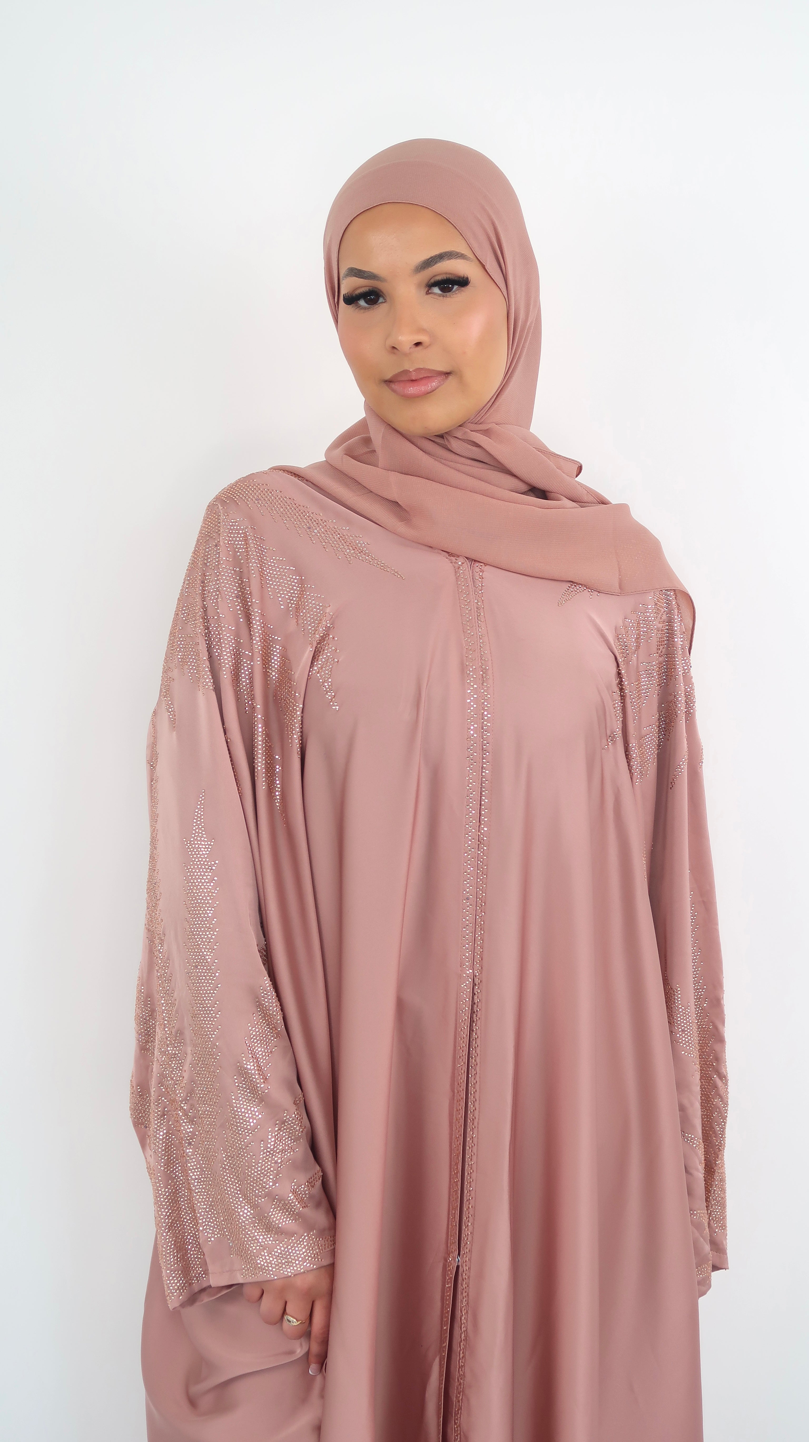 Abaya Noor Silk Embellished Diamante Hijab – Elegant Modest Wear