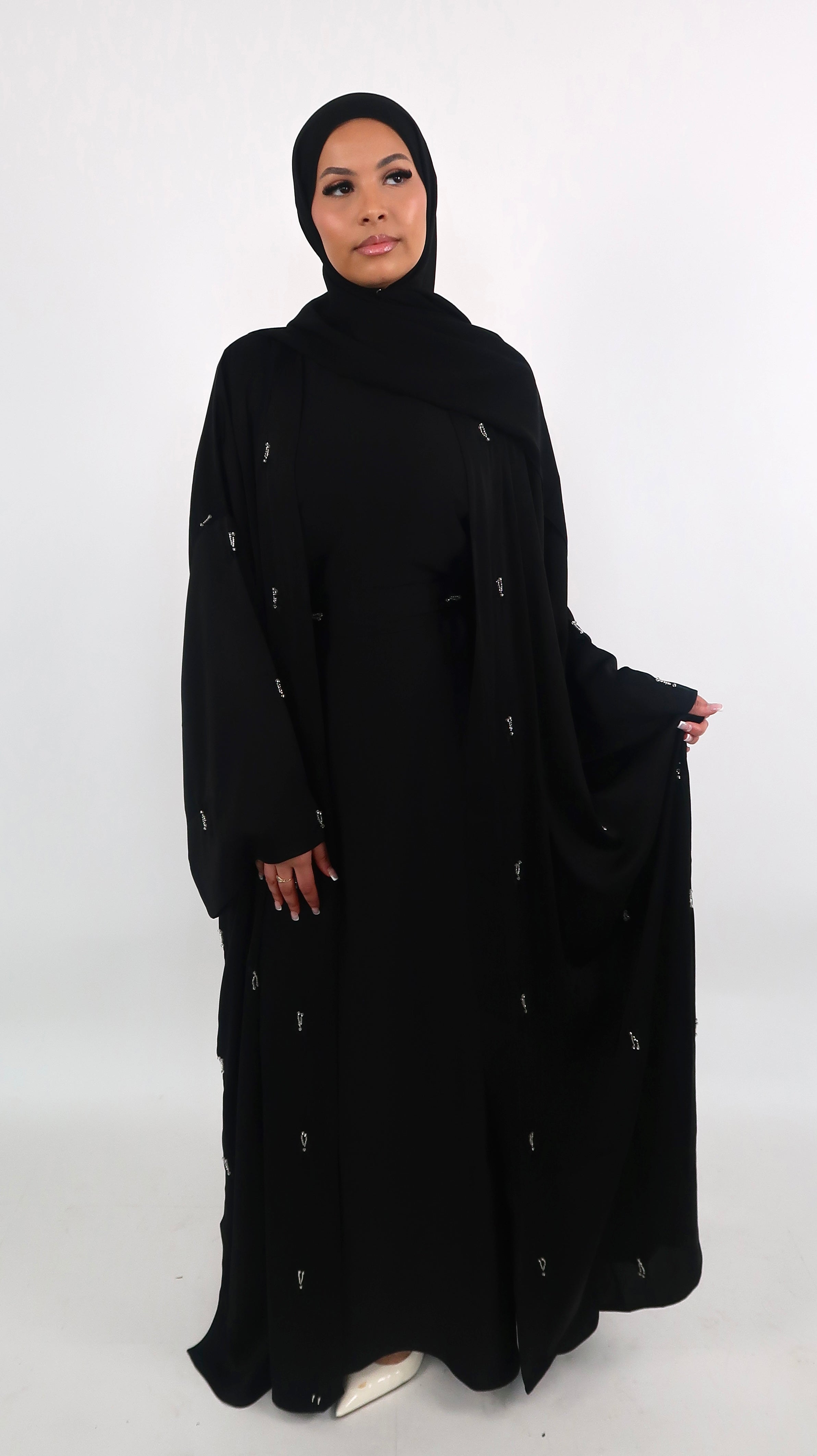 Embroidered Hand Beaded Abaya ONLY Kimono Style | Luxury Modest