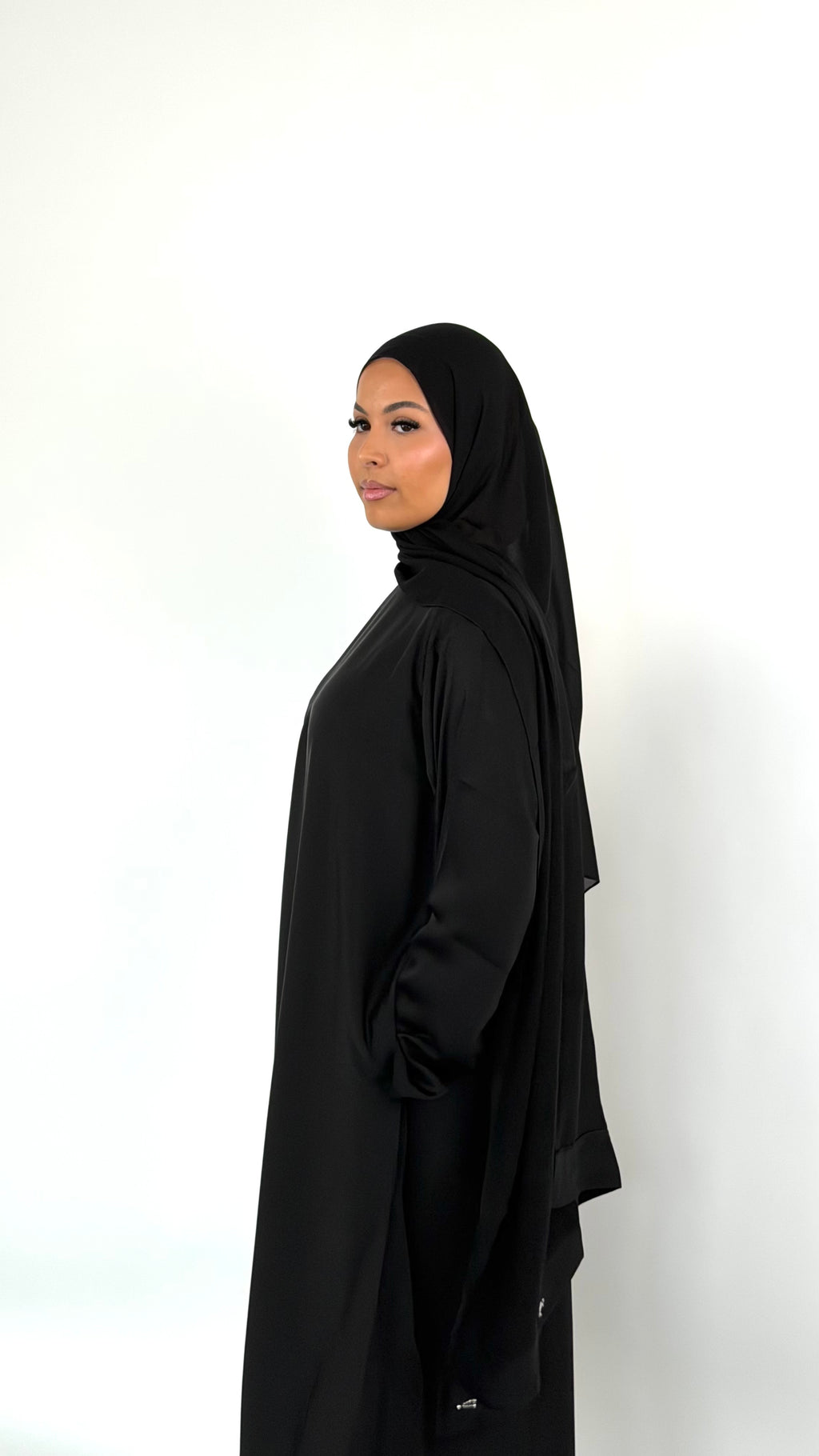 Silk Touch Black Inner Abaya Dress