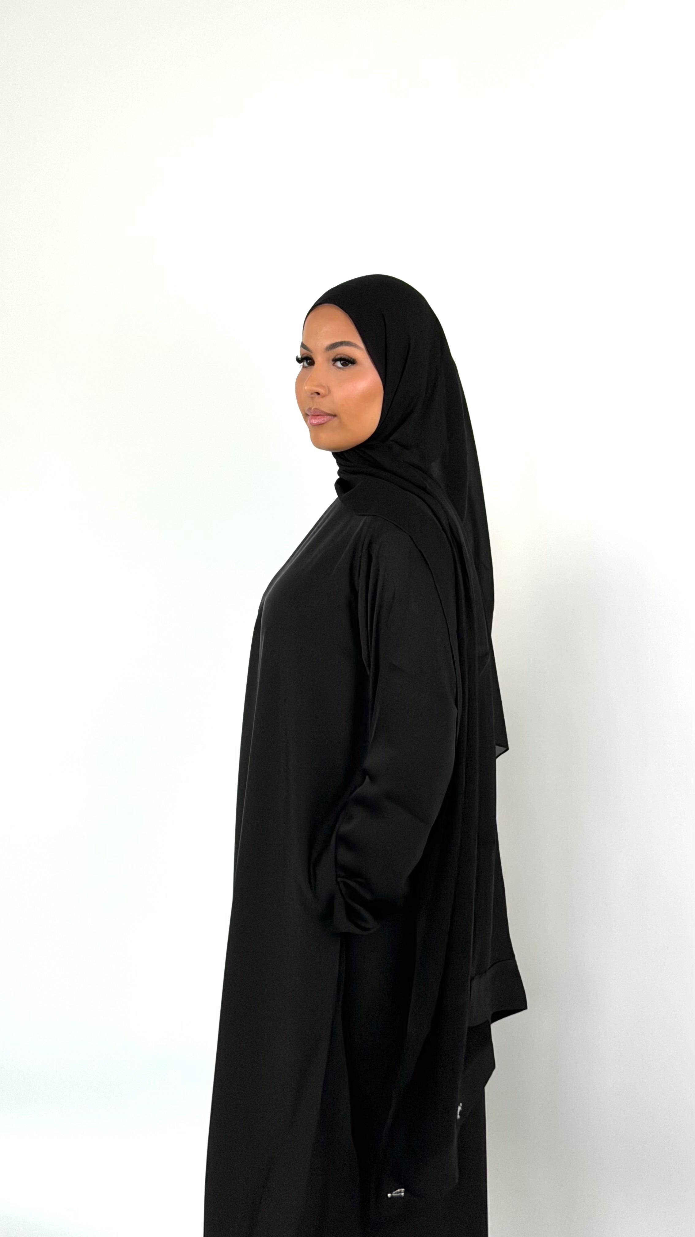 Silk Touch Black Inner Abaya Dress