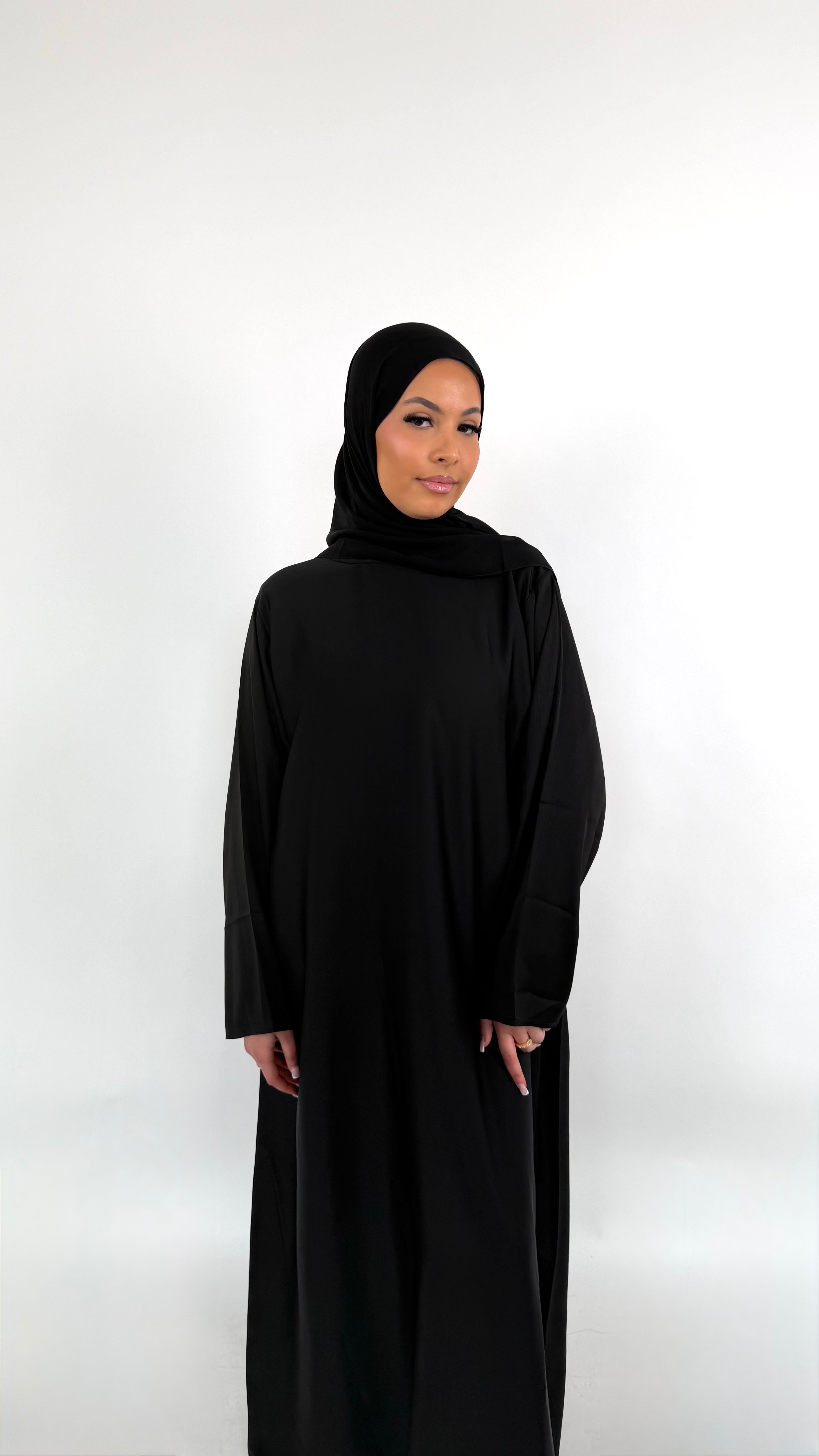 Silk Touch Black Inner Abaya Dress
