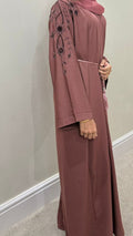 Elegant accessory styling with Abaya Hira Embroidered Crinkle Fabric