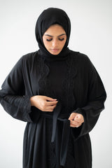 Elegant Lace Abaya 3-Piece Set with Inner & Hijab