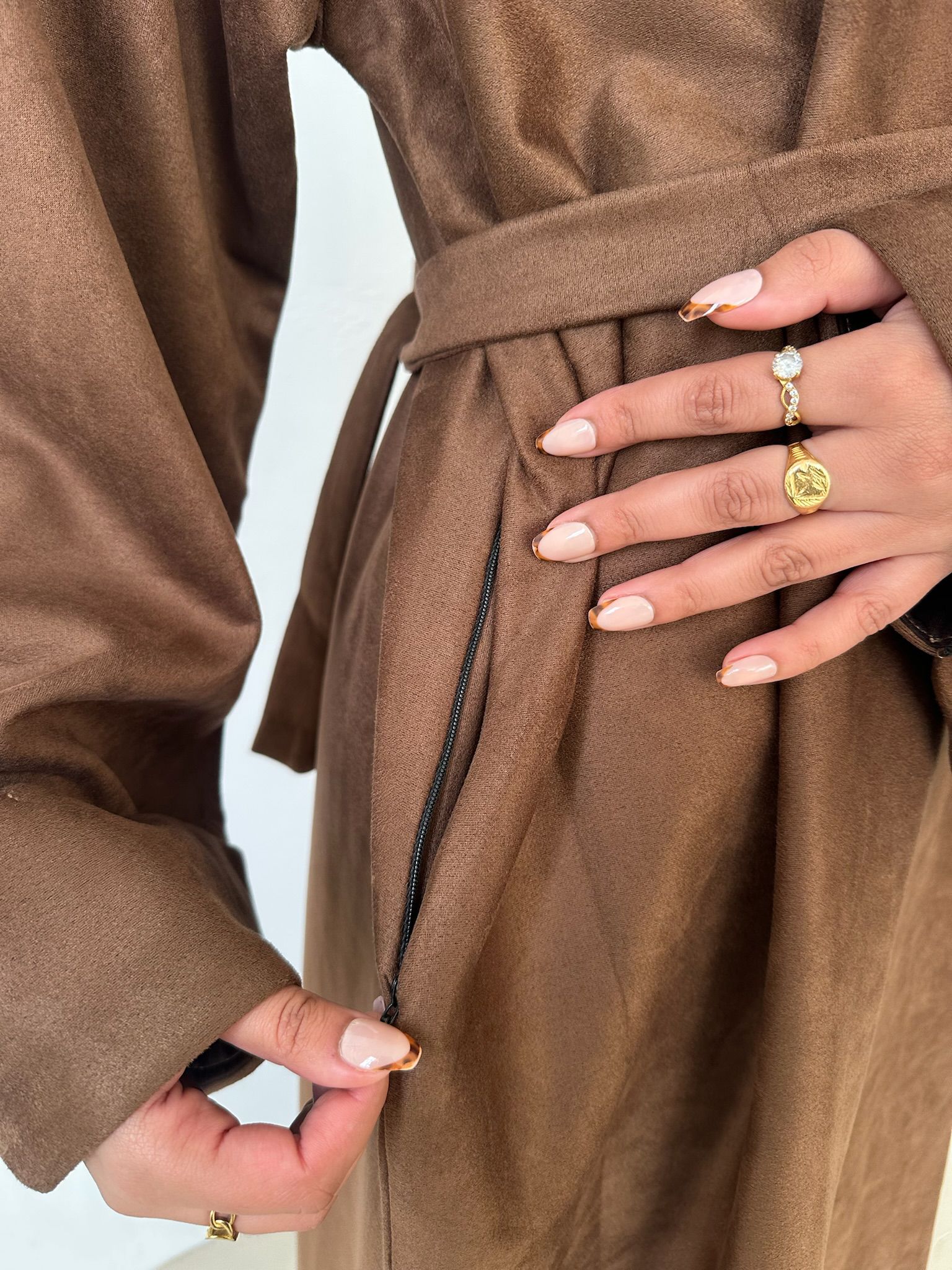 Suede 3 Piece Winter Abaya