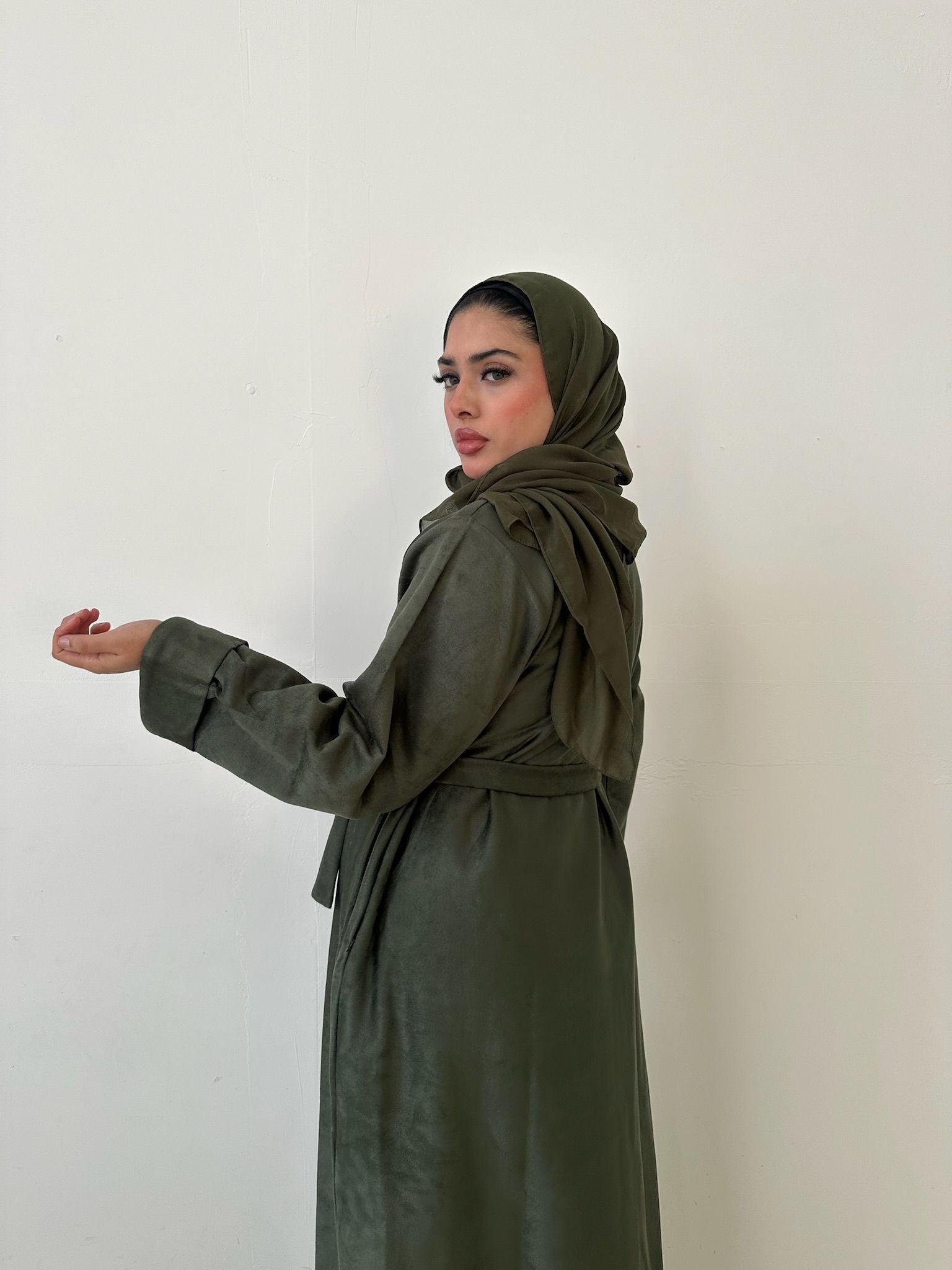 Suede 3 Piece Winter Abaya