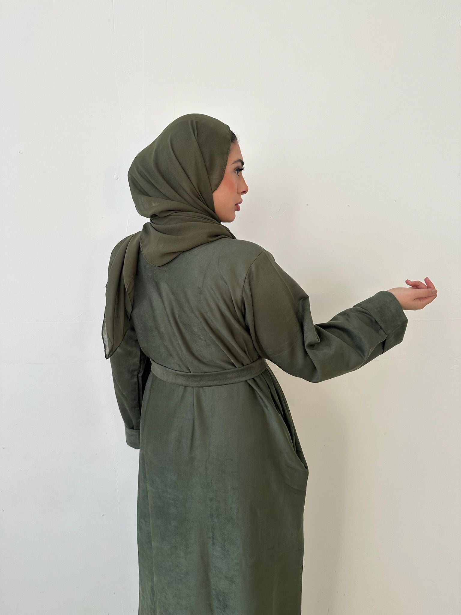 Suede 3 Piece Winter Abaya