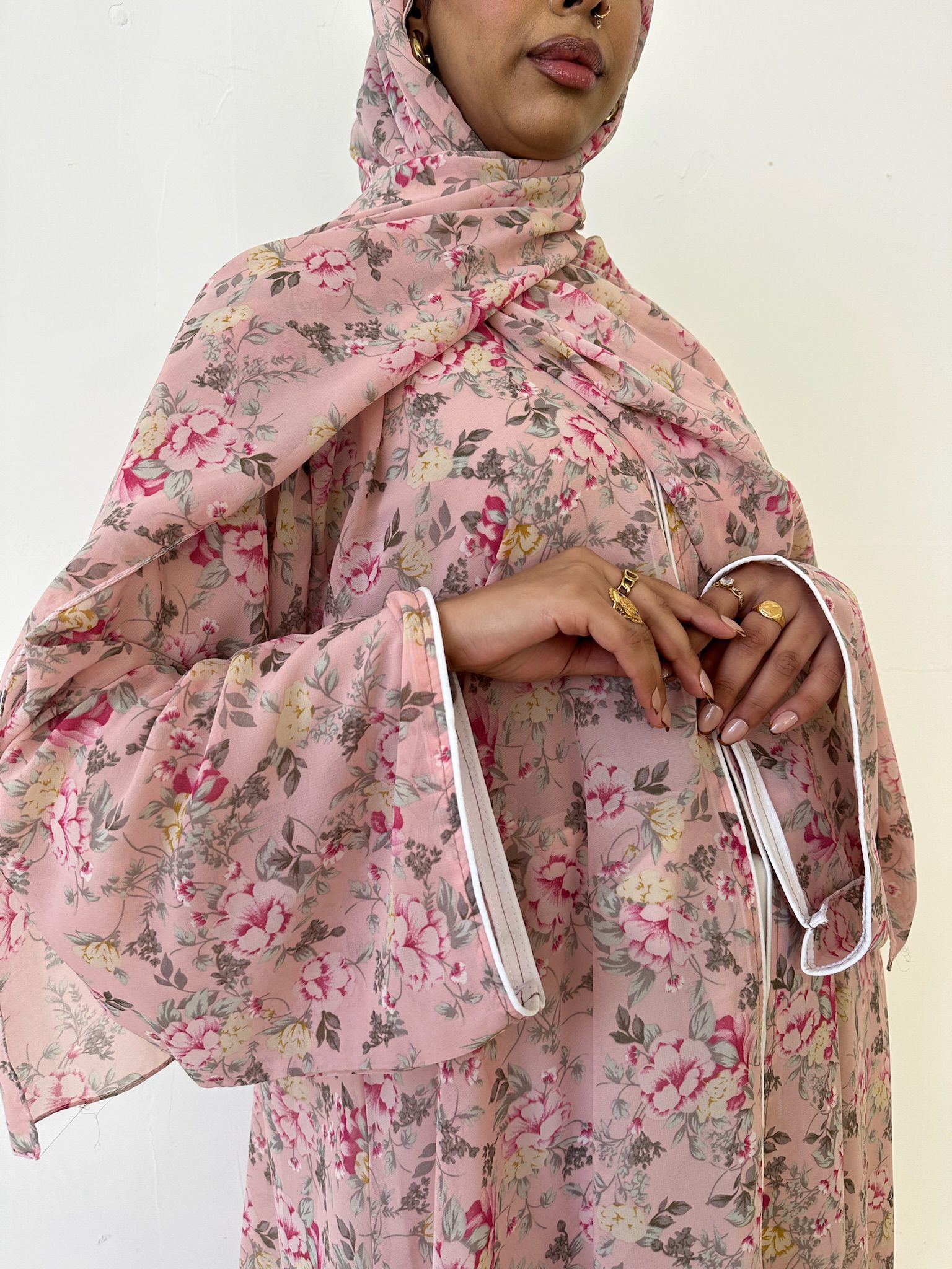Spring Floral Chiffon Abaya