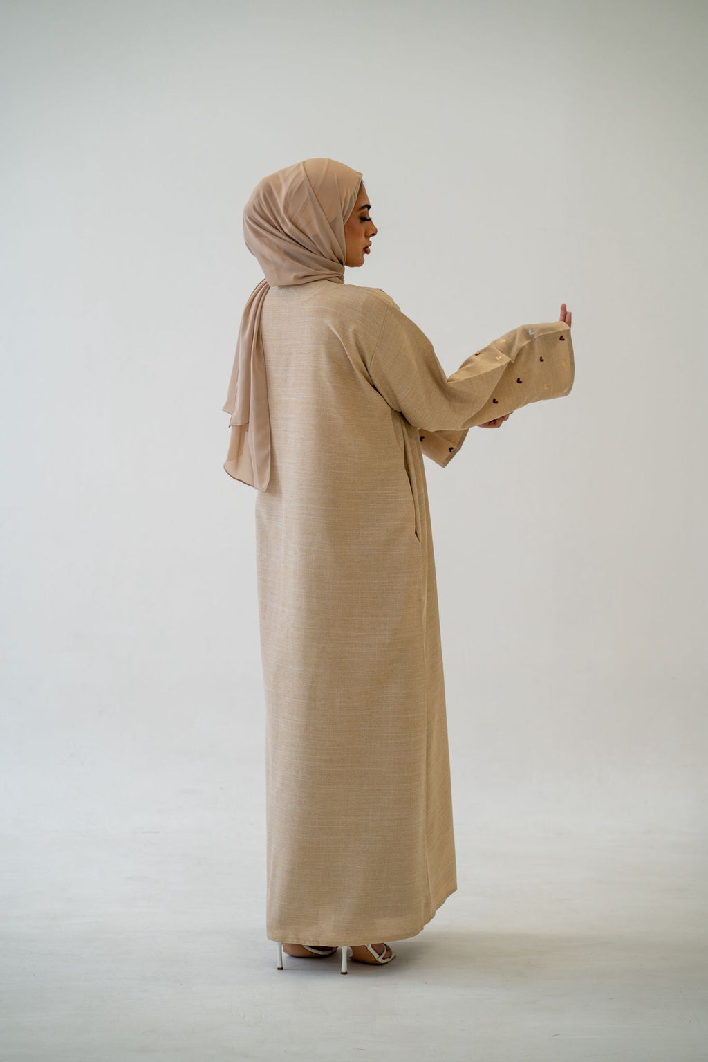 Close-up of sleeve detailing – Black Heart Sleeve Abaya