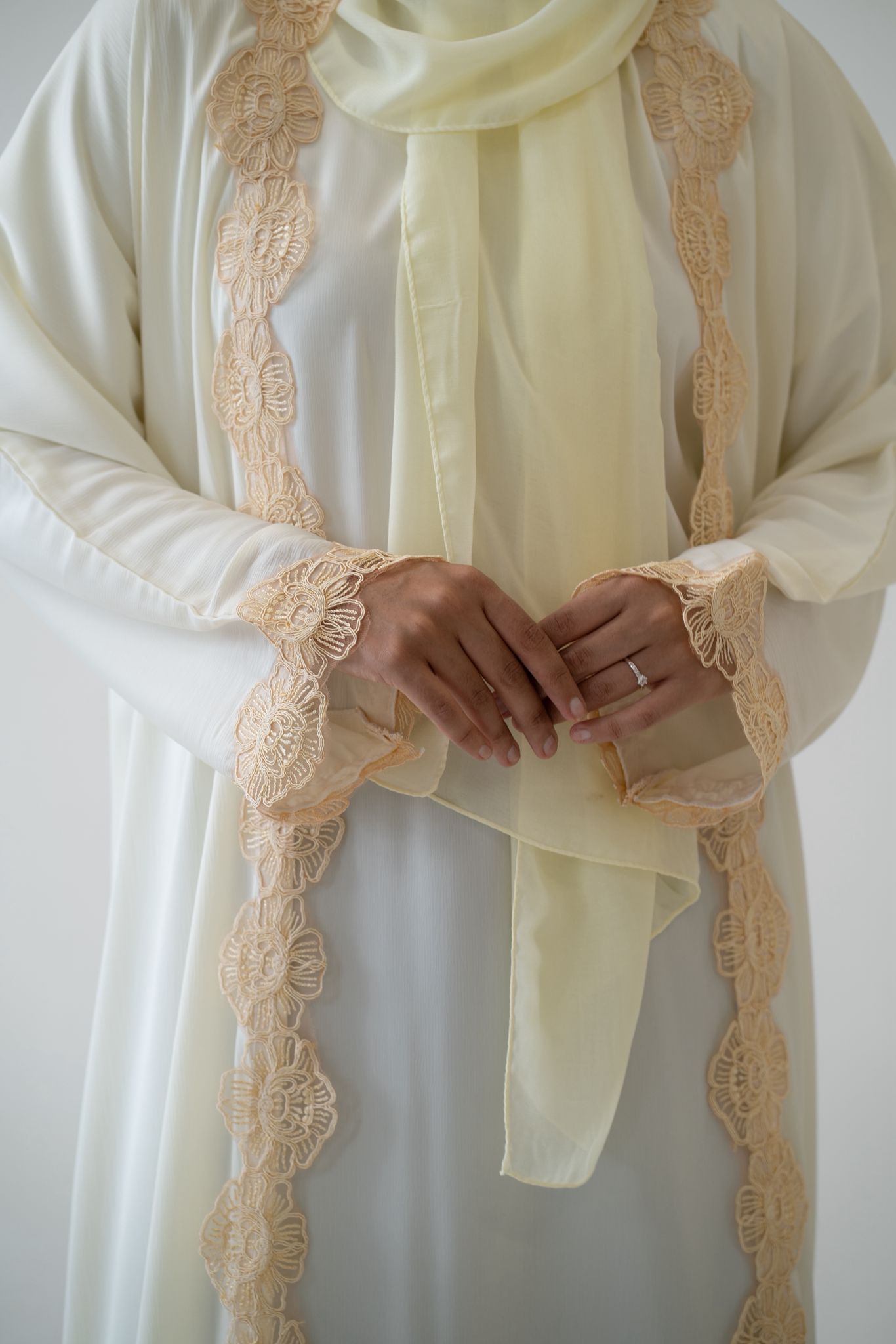 Elegant Lace Abaya Set complete outfit display