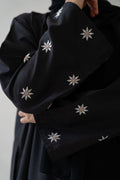 Flower Sleeve Black Abaya with matching hijab