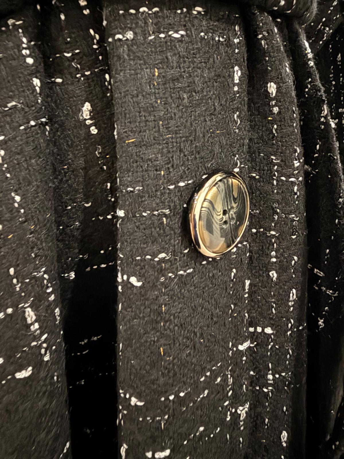 Tweed Button-Front Abaya Coat with Belt & Matching Hijab