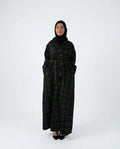 Tweed Button-Front Abaya Coat with Belt & Matching Hijab