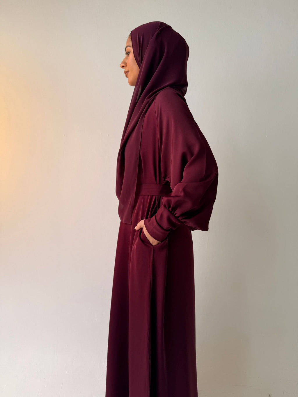 Full Zip Cuffed Sleeve Nursing Friendly Nida Material Abaya