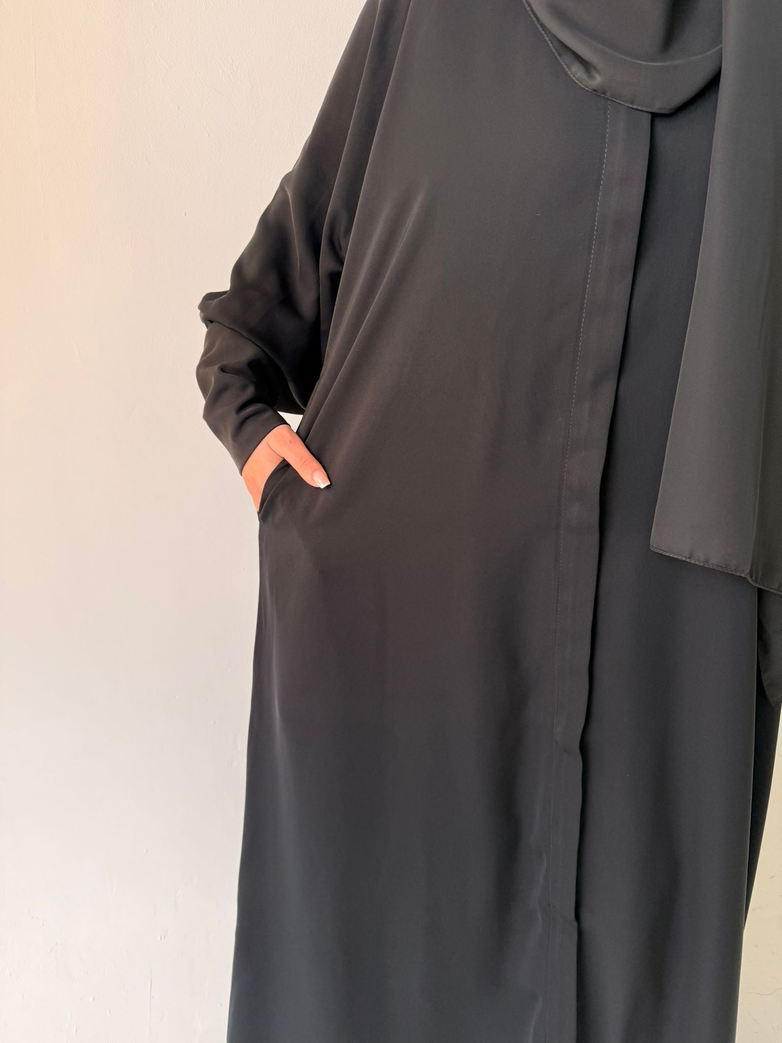Full Zip Cuffed Sleeve Nursing Friendly Nida Material Abaya